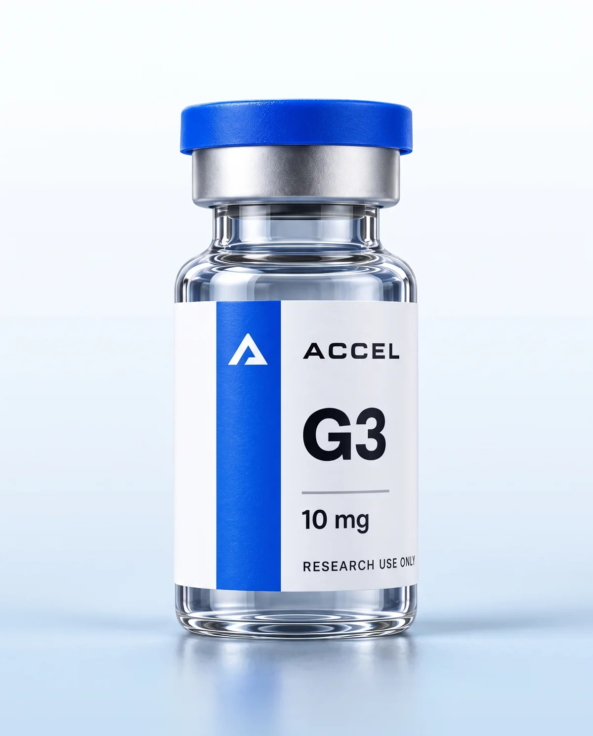 Front of the Accel G3 vial label
