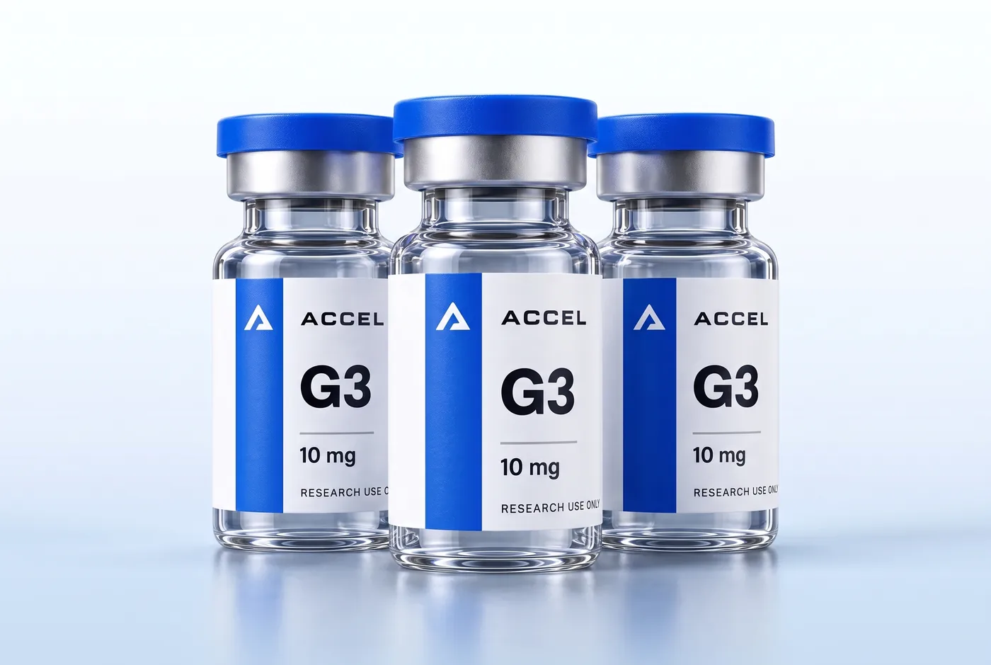 Three Accel G3 vials